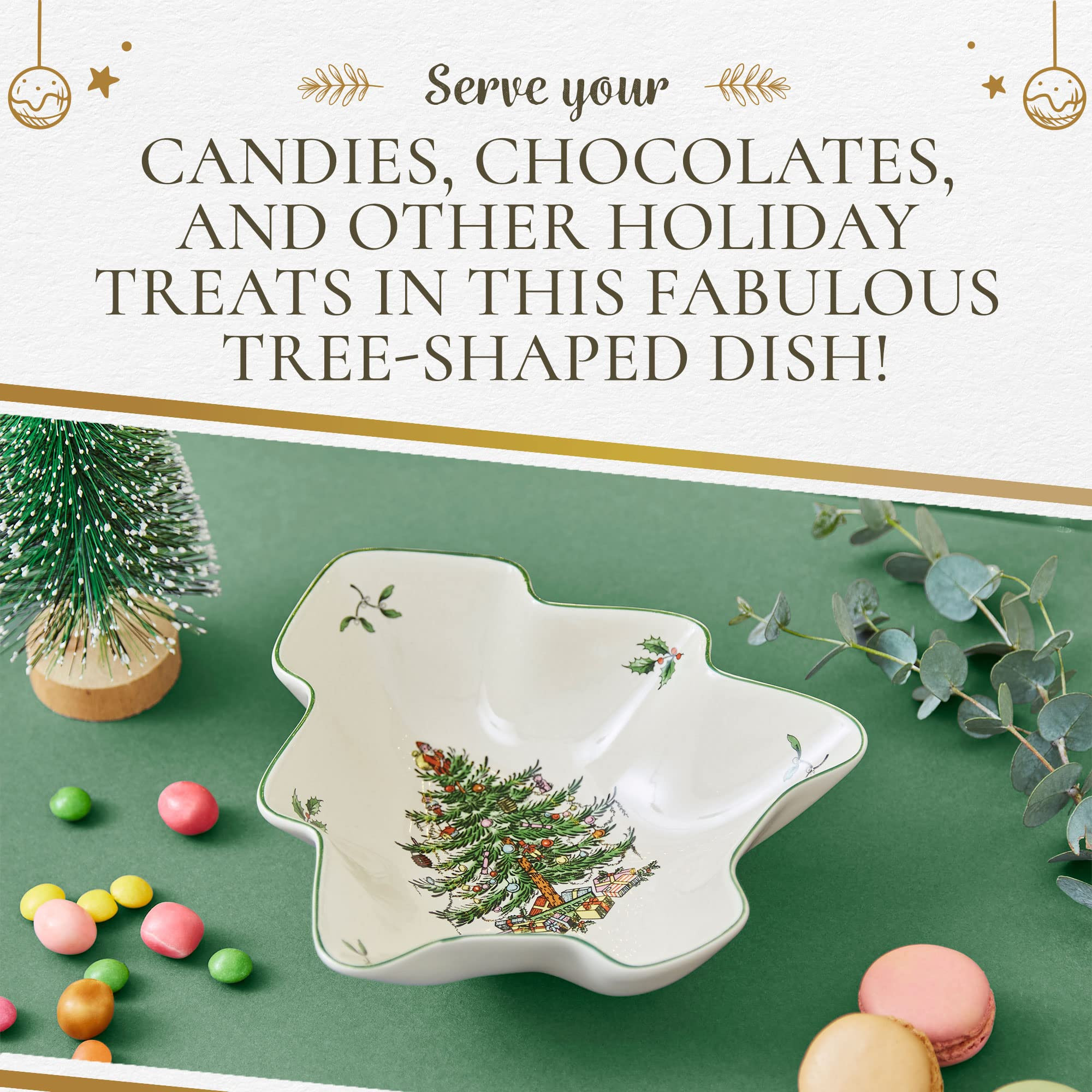 Spode Christmas Tree Serving Dish, 9-inch Tree-Shaped Bowl, Fine Earthenware, Dishwasher Safe, De... | Amazon (US)