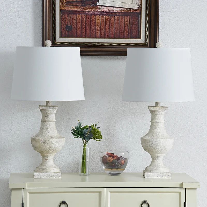 Gili 26" Bedside White Resin Table Lamp Set (Set Of 2) | Wayfair North America