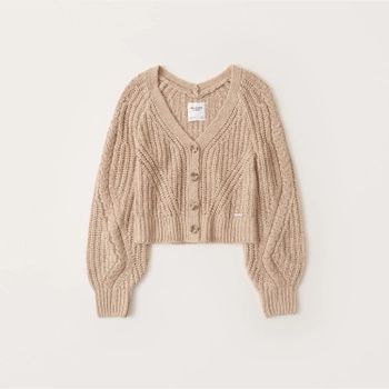 Puff Sleeve Cropped Cardigan | Abercrombie & Fitch (US)