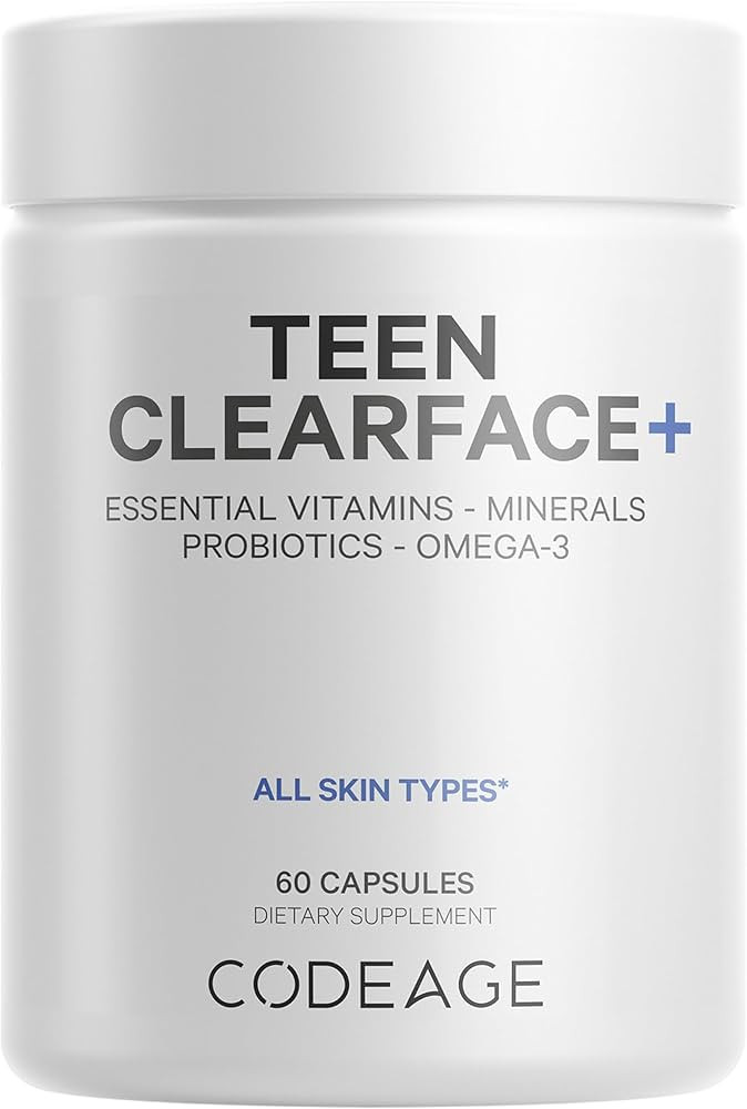 Codeage Teen Clearface Adolescent Face, Skin & Pimples, Vitamins A, C, D3, E, Pantothenic Acid, N... | Amazon (US)