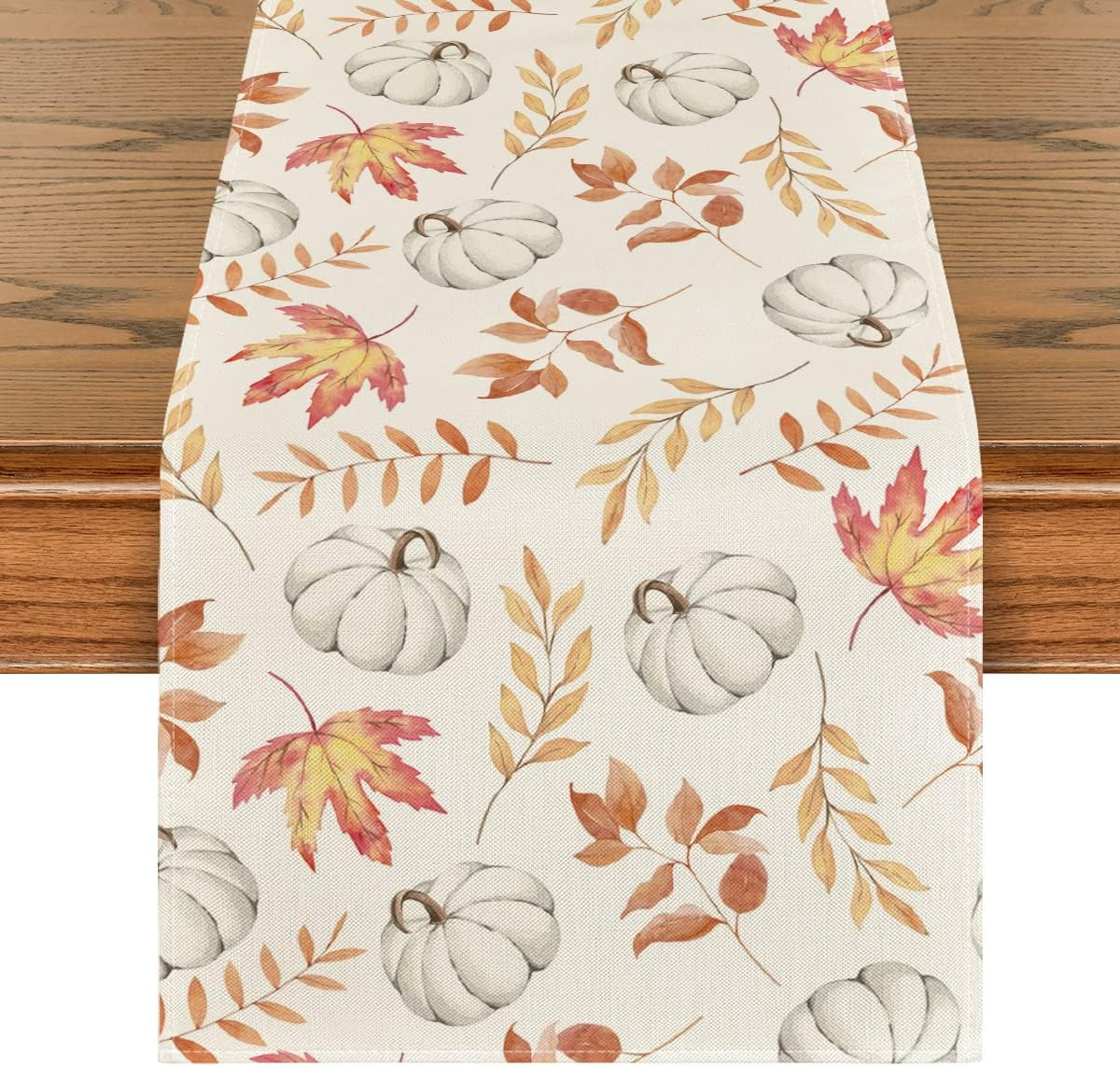 Artoid Mode Orange Pumpkins Fall Maple Leaves Fall Table Runner, Seasonal Autumn Kitchen Dining T... | Amazon (US)