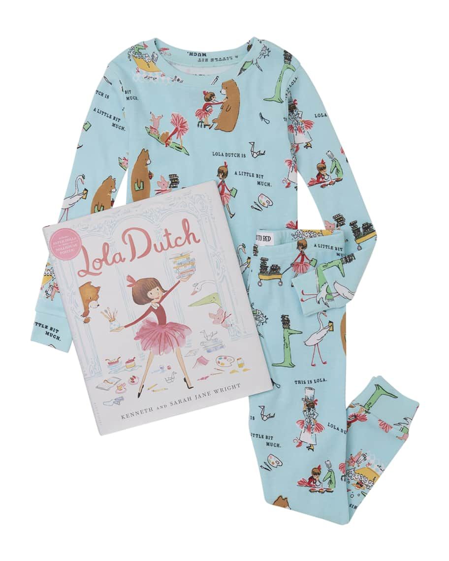 Books To Bed Kid's Lola Dutch Printed Pajama Gift Set, Size 2-8 | Neiman Marcus