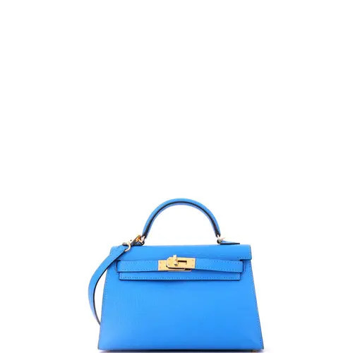Pre-Owned Hermes Kelly Mini II Bag Blue Chevre Mysore with Gold Hardware 20 at Nordstrom, Size X-Small | Nordstrom