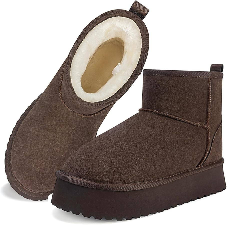 Mishansha Classic Platform Mini Boots for Women Faux Suede Ankle Boots Warm Winter Boots | Amazon (US)