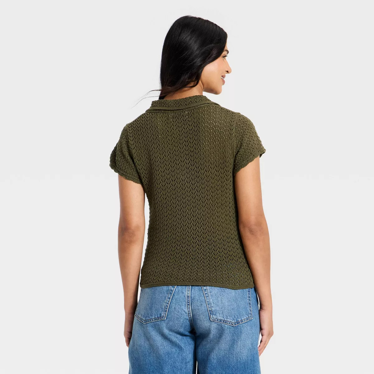 Women's Short Sleeve Polo Collar Pullover Sweater - Universal Thread\u2122 Green XS | Target