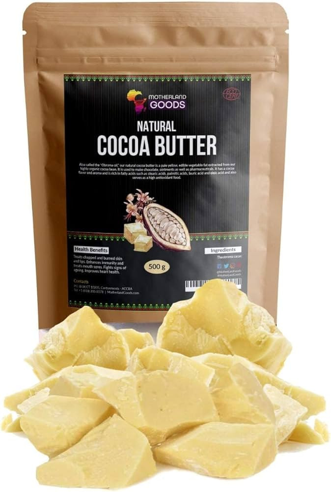 Natural Cocoa Butter Chunks - Organic & Raw Unrefined Body Moisturizer for Sensitive Skin, Anti-Aging, Scars & Eczema Relief - Premium Raw Butter From Ghana (4 Oz) | Amazon (US)