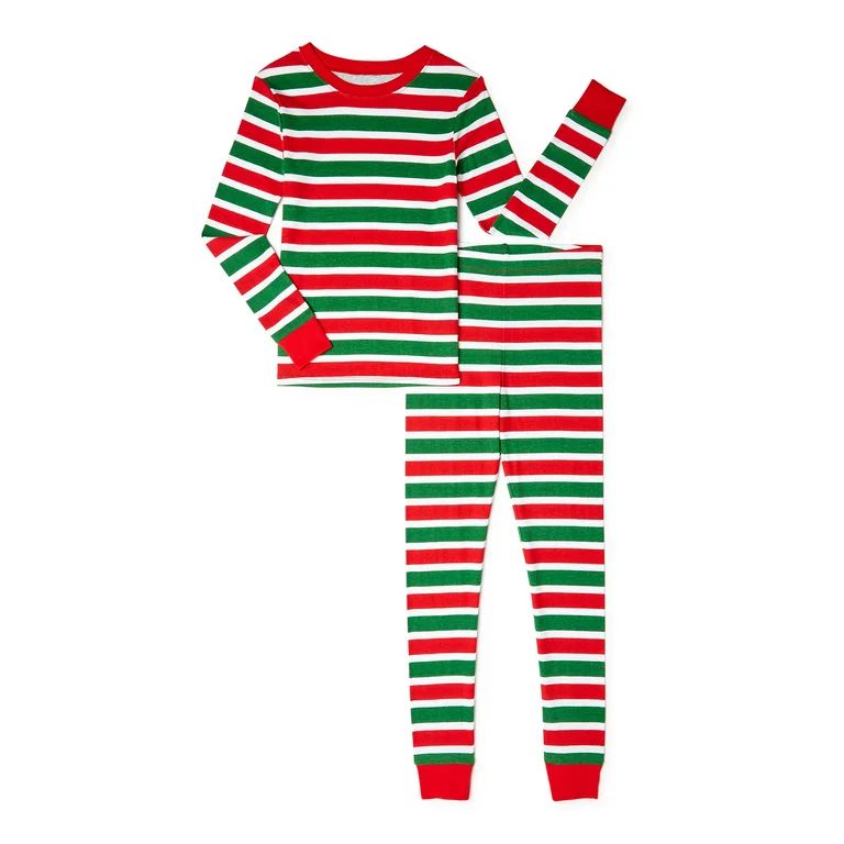 Holiday Time Boys Christmas Cotton Tight Fit Long Sleeve Shirt and Pants Pajama Set, 2-Piece, Siz... | Walmart (US)