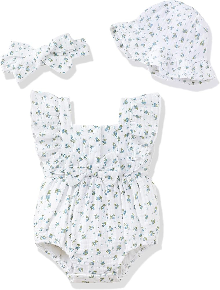 Renotemy Baby Girl Clothes Infant Summer Romper Cotton Linen Newborn Essentials Photography Preem... | Amazon (US)