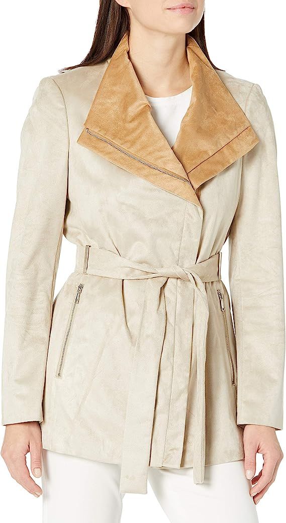 Calvin Klein Women's Ultra Suede Belted Coat | Amazon (US)