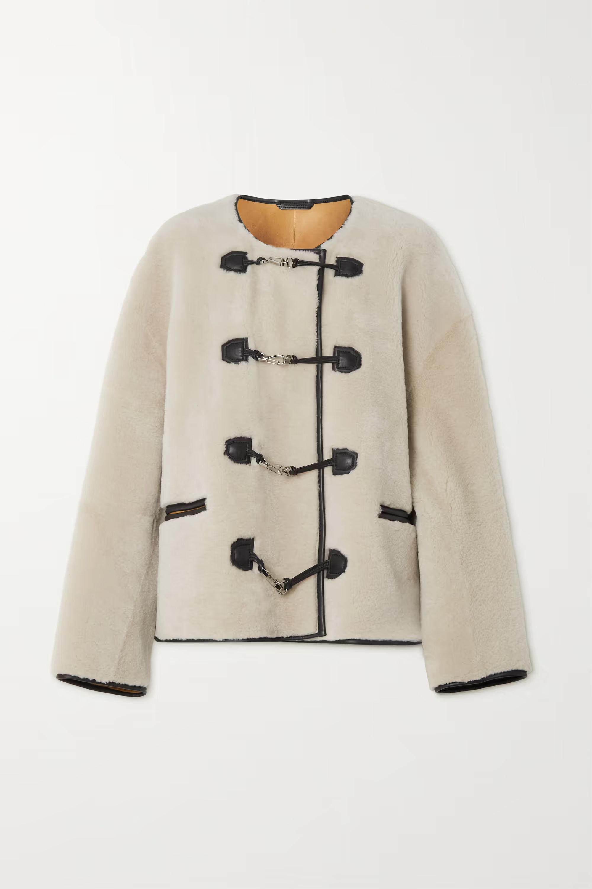 Off-white Leather-trimmed shearling jacket | TOTEME | NET-A-PORTER | NET-A-PORTER (UK & EU)