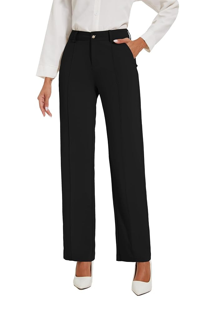 Womens Dress Pants Stretchy Business Casual Work Pants Straight Leg Slacks for Office | Amazon (US)