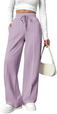 PINSPARK Wide Leg Sweatpants Women Fall High Waisted Baggy Sweat Pant | 27''/29''/31'', Elastic W... | Amazon (US)