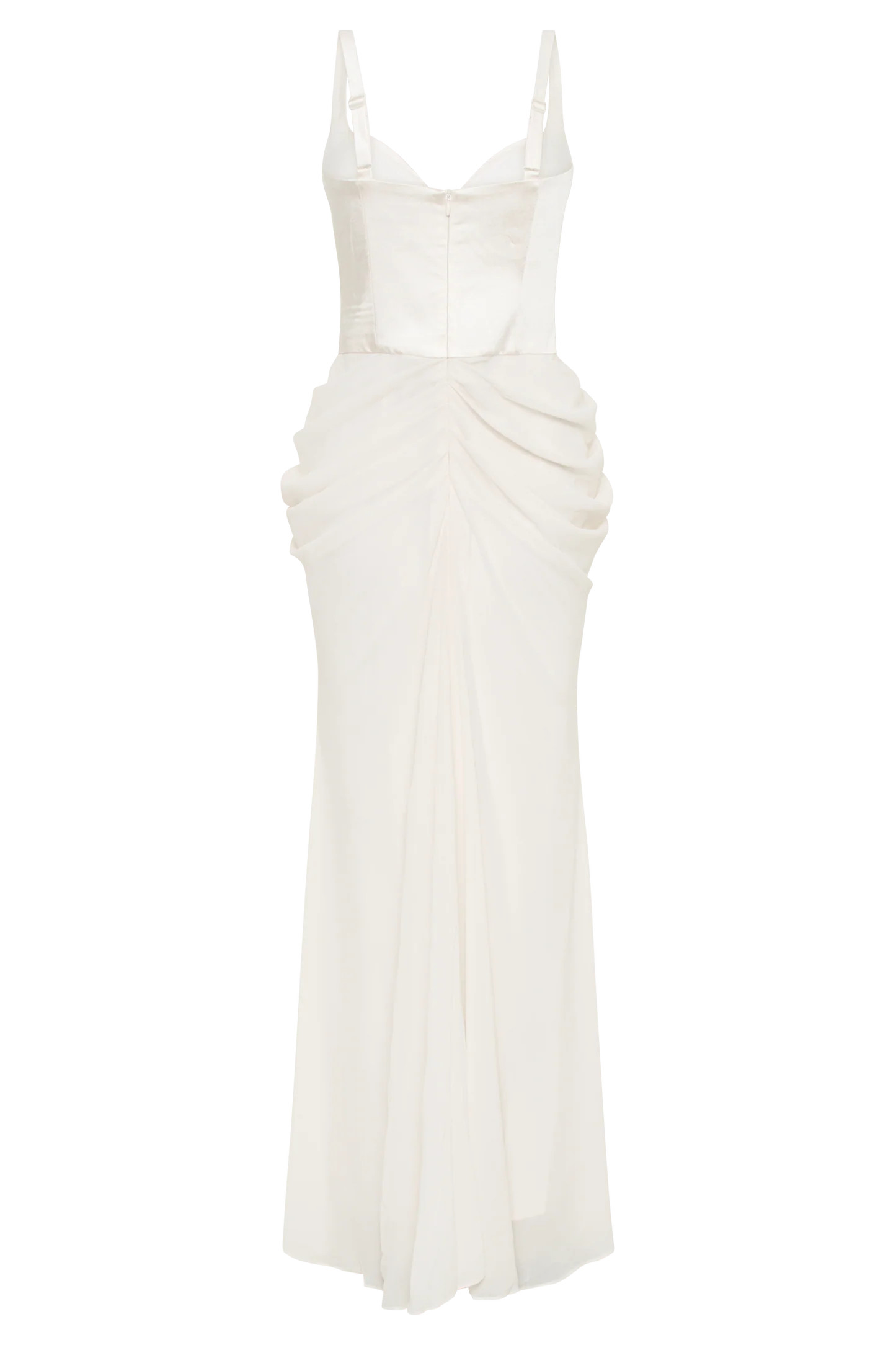Satin Corset Maxi Dress - Ivory | MESHKI US