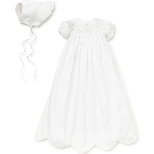 Kissy Kissy | Caroline S/S Christening Gown & Hat Set, (White, Size 0-6M) | Maisonette | Maisonette