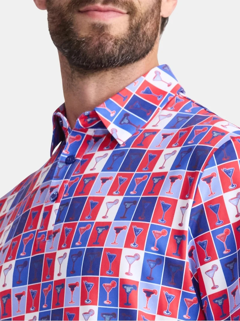 Birdie Bound Men's and Big & Tall Men's Cocktails Print Polo Golf Shirt, Sizes XS-4XLT - Walmart.... | Walmart (US)