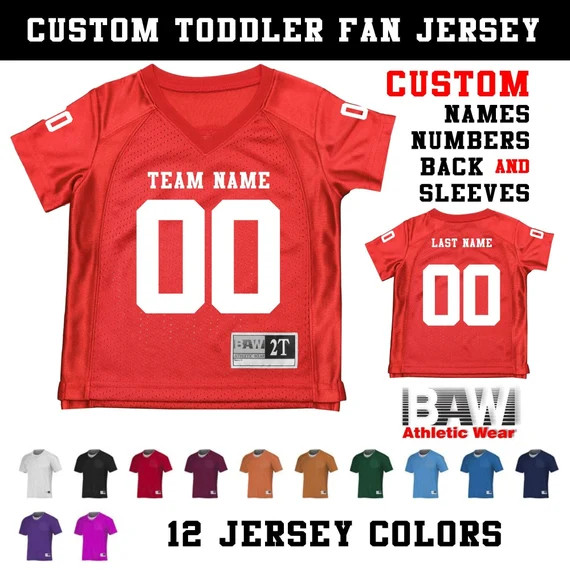 CUSTOM Toddler Football Jersey with custom team name, number, back and sleeves. | Etsy (US)