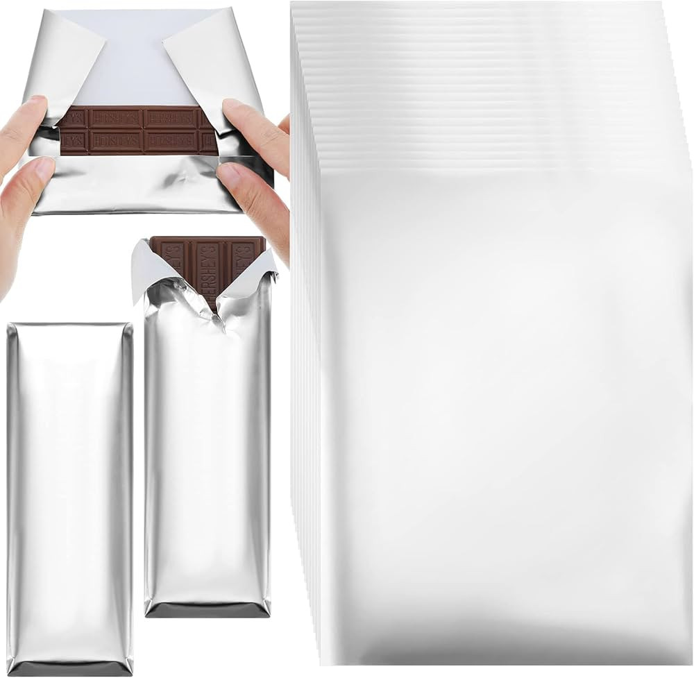 Tanlade 200 Pcs Chocolate Candy Wrappers Aluminum Foil Candy Bar Wrappers with Thick Paper Backin... | Amazon (US)