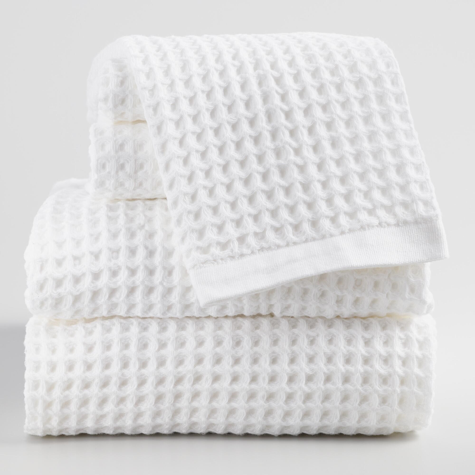White Waffle Weave Cotton Towel Collection by World Market | World Market