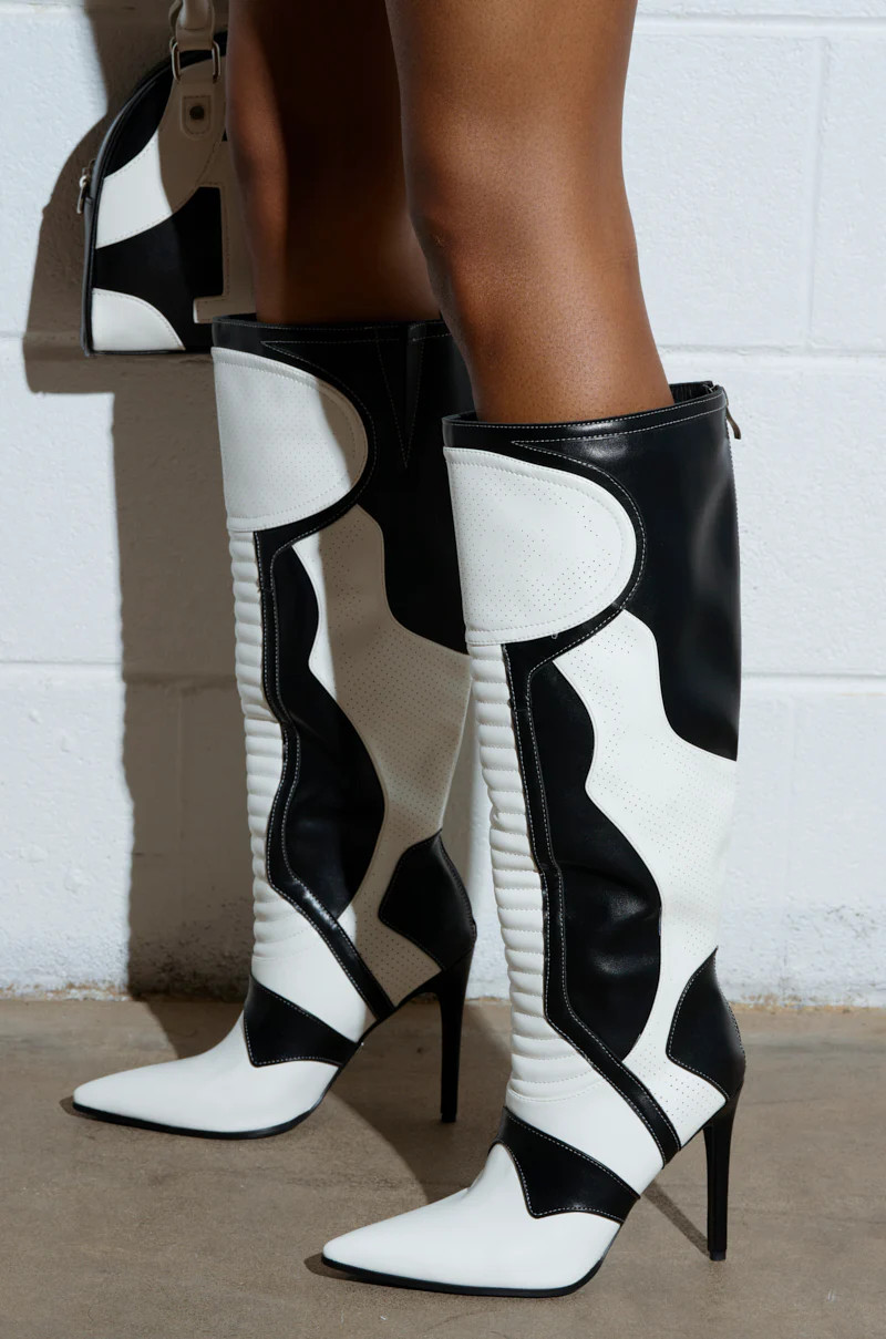 AZALEA WANG RODRIGO BLACK AND WHITE BOOT STILETTO | AKIRA