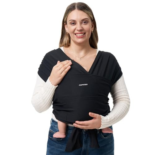 Momcozy Baby Wrap Carrier, Easy to Wear Infant Carrier Slings, Lightweight Hands Free Baby Sling, Adjustable Baby Carriers for Newborn to Toddler 8-35 lbs, Black | Amazon (US)