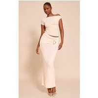 Cream Trim Detail Maxi Skirt | PrettyLittleThing US