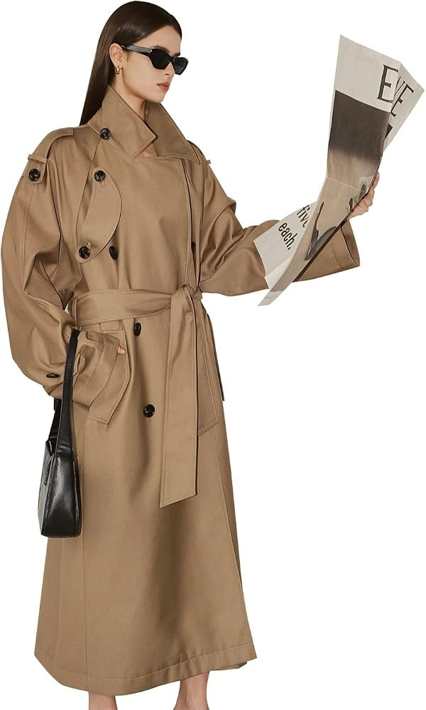 Oversized Long Women’s Trench Coats Double-Breasted Duster Coat Windbreaker Overcoat for Women ... | Amazon (US)