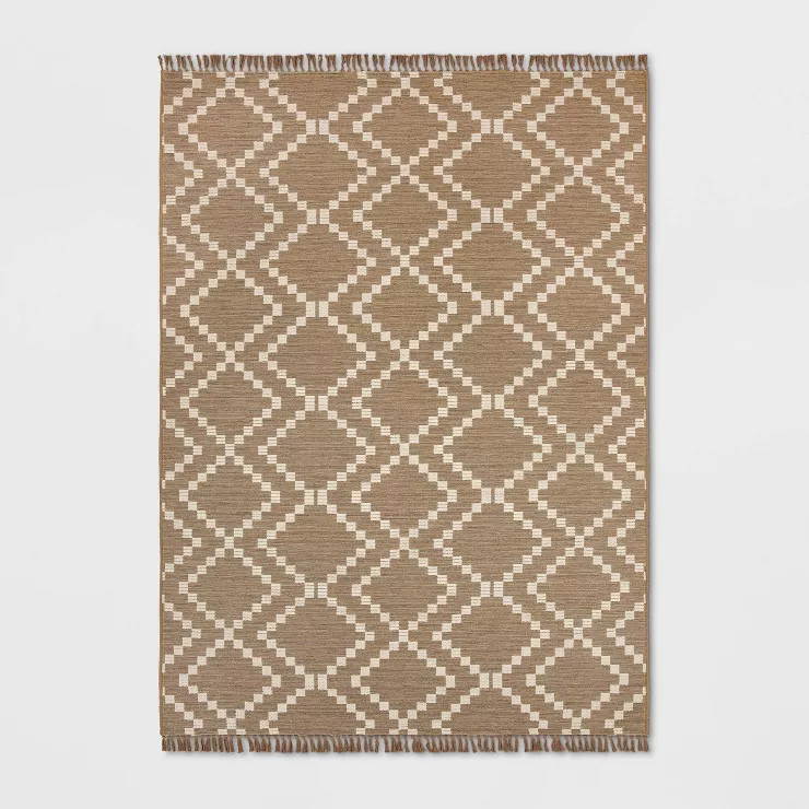 Check Diamonds Outdoor Rug Tan - Threshold™ | Target