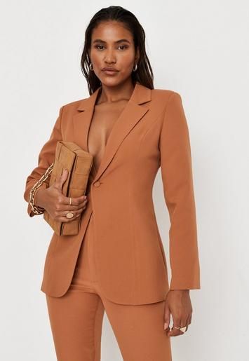 Missguided - Tall Camel Tailored Skinny Blazer | Missguided (US & CA)