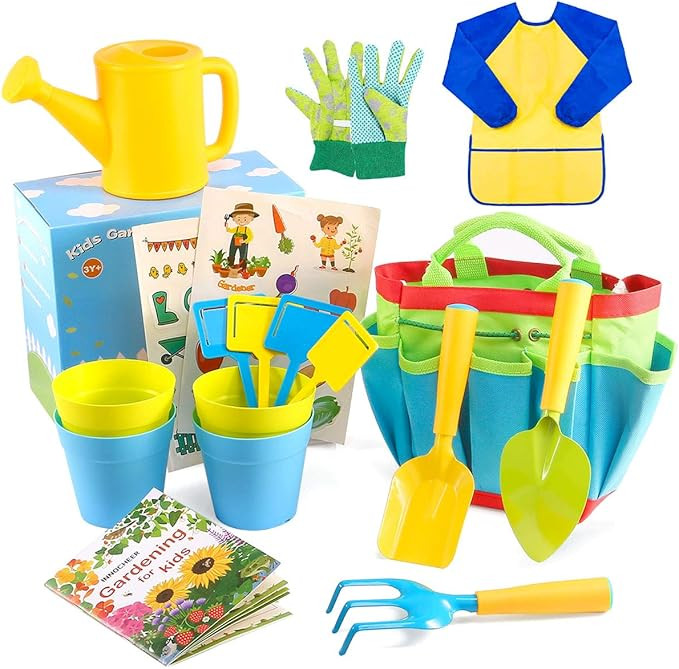 INNOCHEER Kids Gardening Tools with STEM Learning Guide, Watering Can, Gardening Gloves, Shovel, ... | Amazon (US)