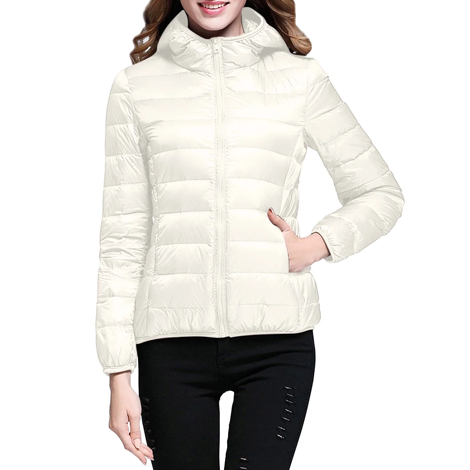 Dtydtpe jackets for women puffer vest women Women Warm Waterproof Lightweight Jacket Hooded Windp... | Walmart (US)