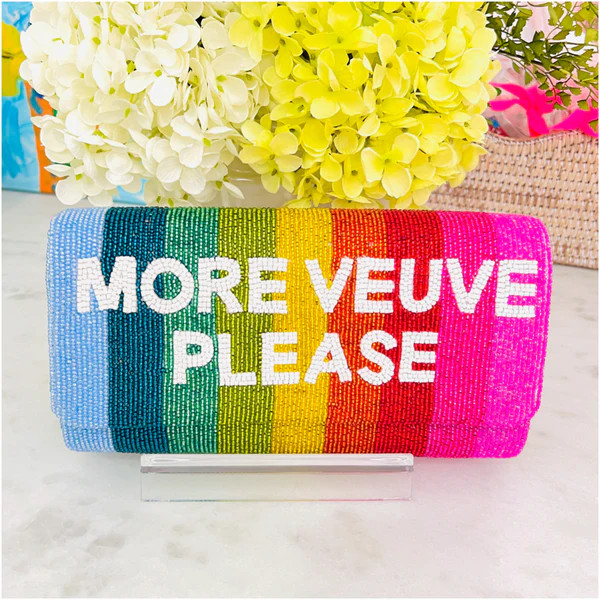 Hand Beaded Metallic Rainbow Veuve Bag with Optional Shoulder Chain | James Ascher