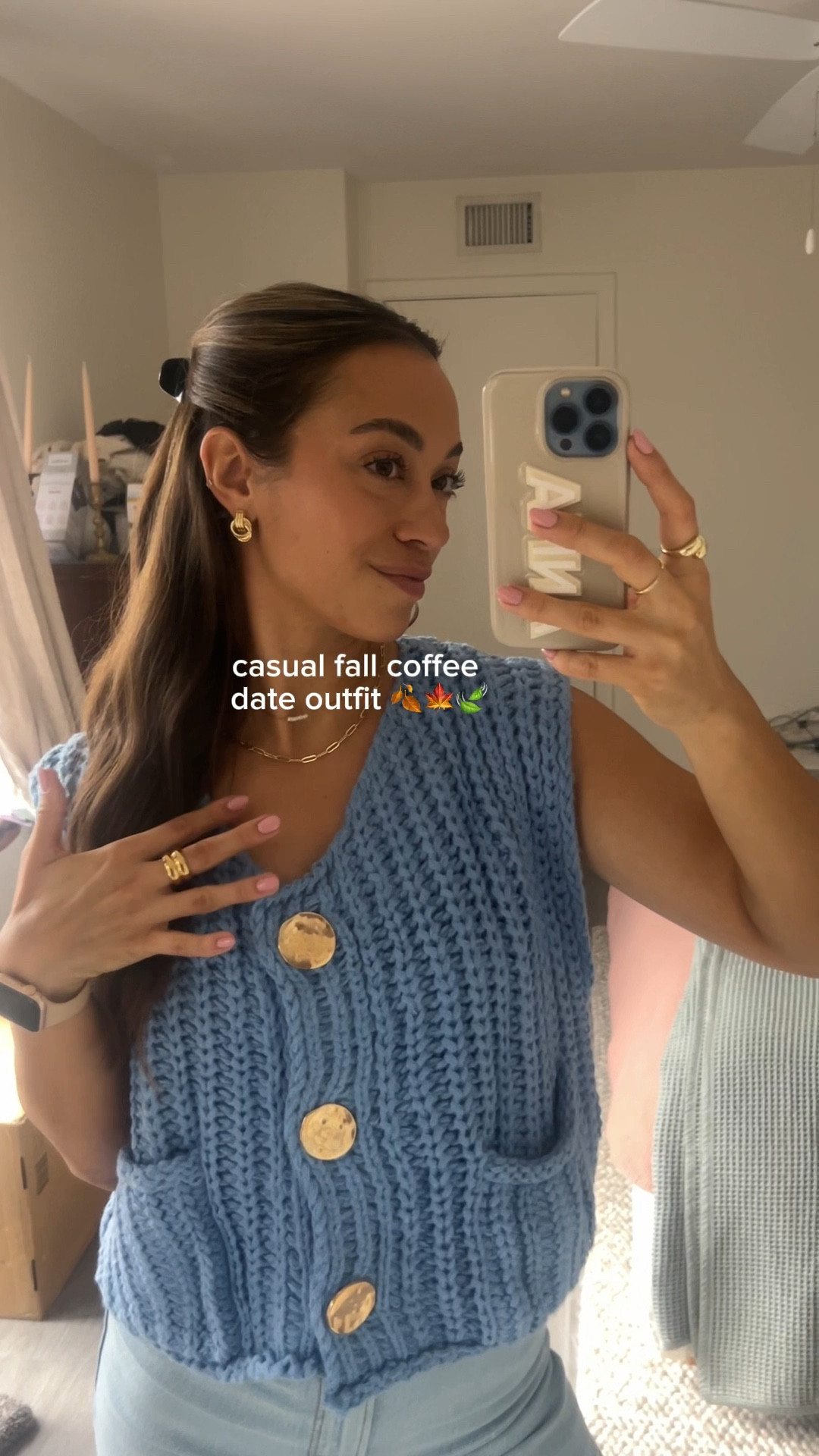 Chunky knit sweaters are a must for fall - and this sleeveless version is Florida fall approved 💙🍂🍃

Wearing size medium in this chunky knit cardigan and size 26 in the Abercrombie denim

#LTKFindsUnder50 #LTKSeasonal #LTKStyleTip