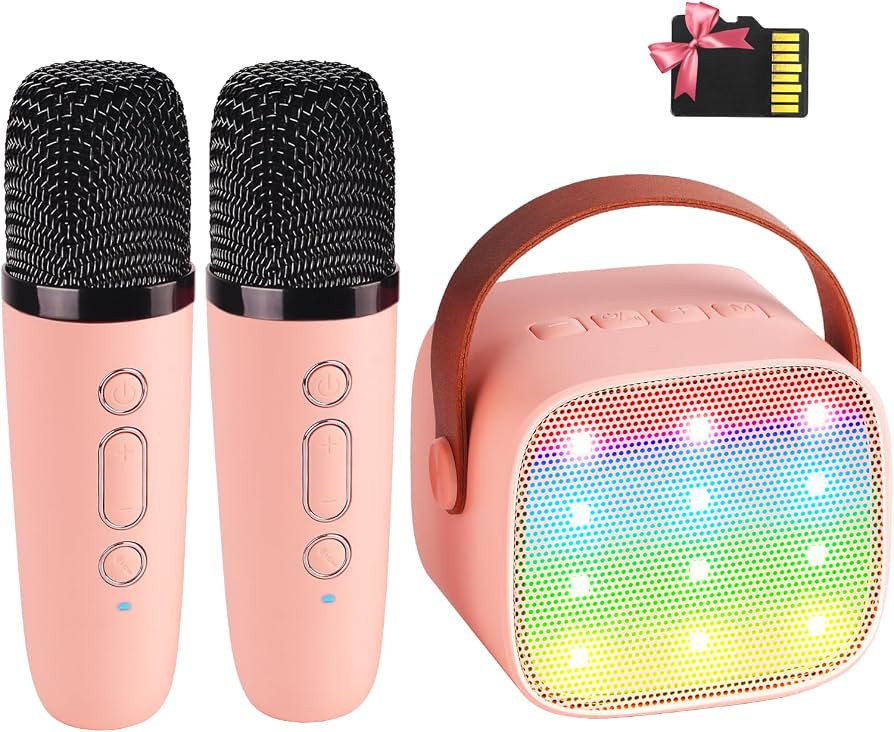 Mini Karaoke Machine for Kids Adults, Portable Bluetooth Speaker with 2 Wireless Microphones,18 P... | Amazon (US)