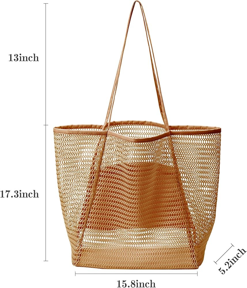 Beach Bag, Extra Large Beach Bags for Women Waterproof Sandproof, Mesh Beach Tote Womens Shoulder Ha | Amazon (US)