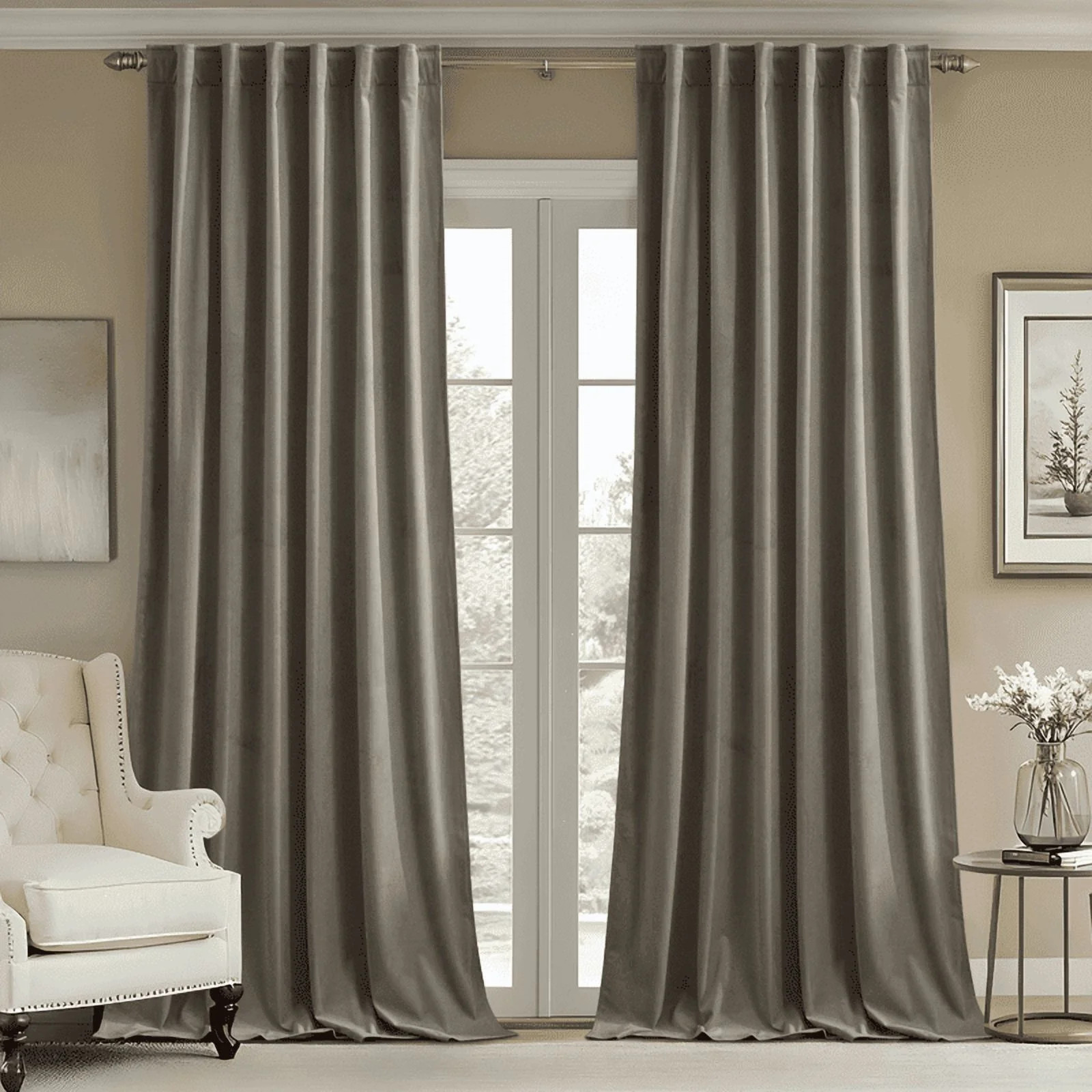 NICETOWN, Velvet Blackout Curtains (2 Panels), Olive Green | Walmart (US)