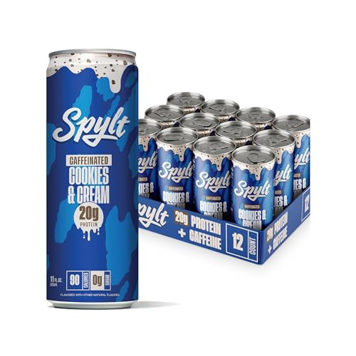 Spylt High Protein Cookies & Cream Milk with 60mg Caffeine & 20g Protein - Ready to Drink, Sugar Free, Lactose Free Milk, Perfect for Workout Recovery & Afternoon Pick Me Up - 12 Count | Amazon (US)