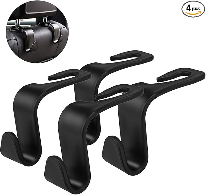 LivTee Black Car Back Seat Headrest Hooks, Car Seat Organizer Accessory for Coats Umbrellas Groce... | Amazon (US)