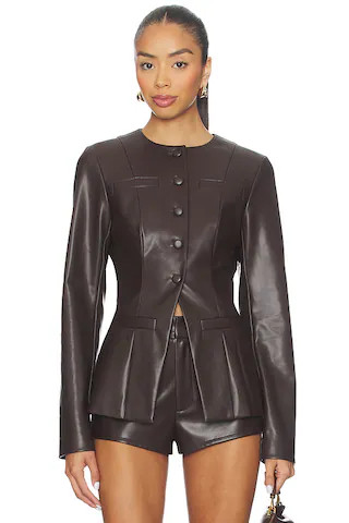 Vandellia Faux Leather Blazer in Black | Revolve Clothing (Global)