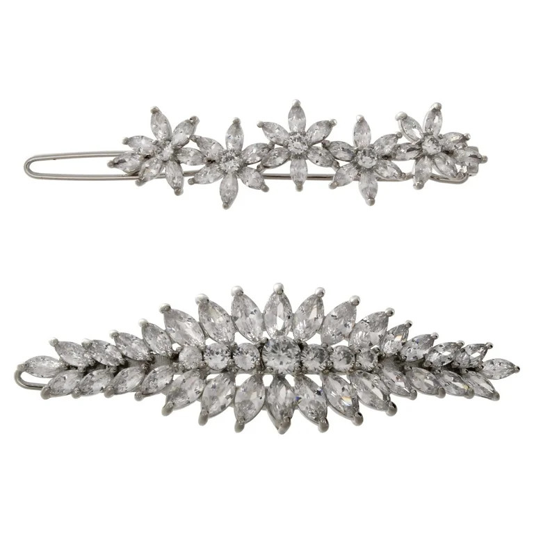Believe by Brilliance Fine Silver Plated Cubic Zirconia Barrette Set | Walmart (US)