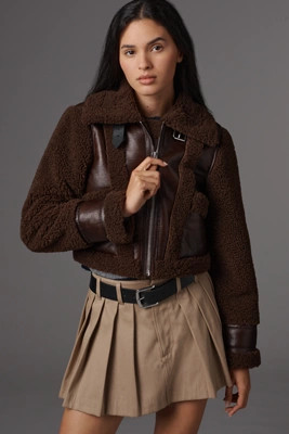 BLANKNYC Head Start Crop Sherpa Fleece Jacket | Anthropologie (US)