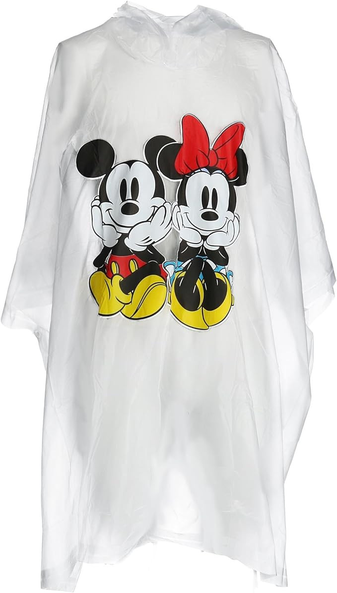 Disney Adult Mickey Minnie Sitting Family Rain Poncho Raincoat Keep Dry Clear | Amazon (US)