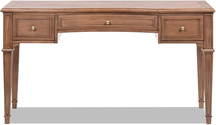 Jennifer Taylor Home JTH Luxe Dauphin 55" 3-Drawer Wood Executive Desk, Natural Brown Wood | Amazon (US)