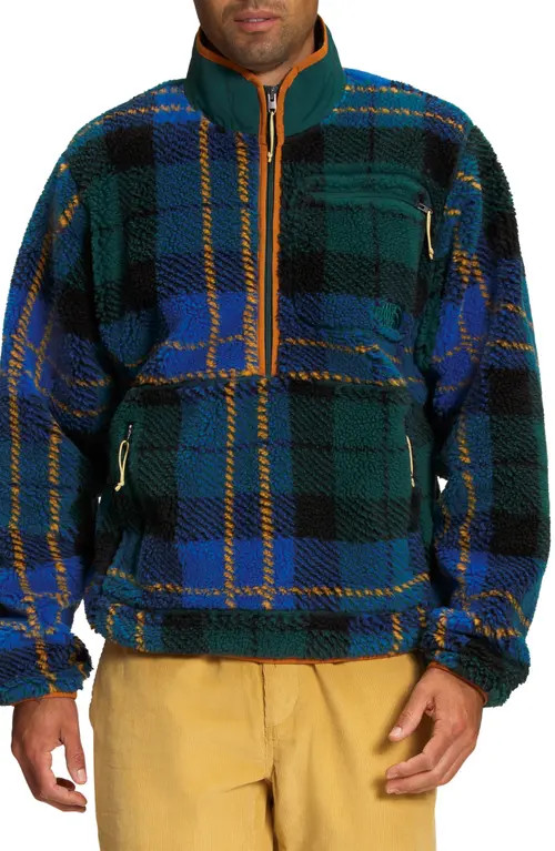 The North Face Plaid Jacquard Extreme Pile Pullover in Ponderosa Green Dome Plaid at Nordstrom, Size | Nordstrom