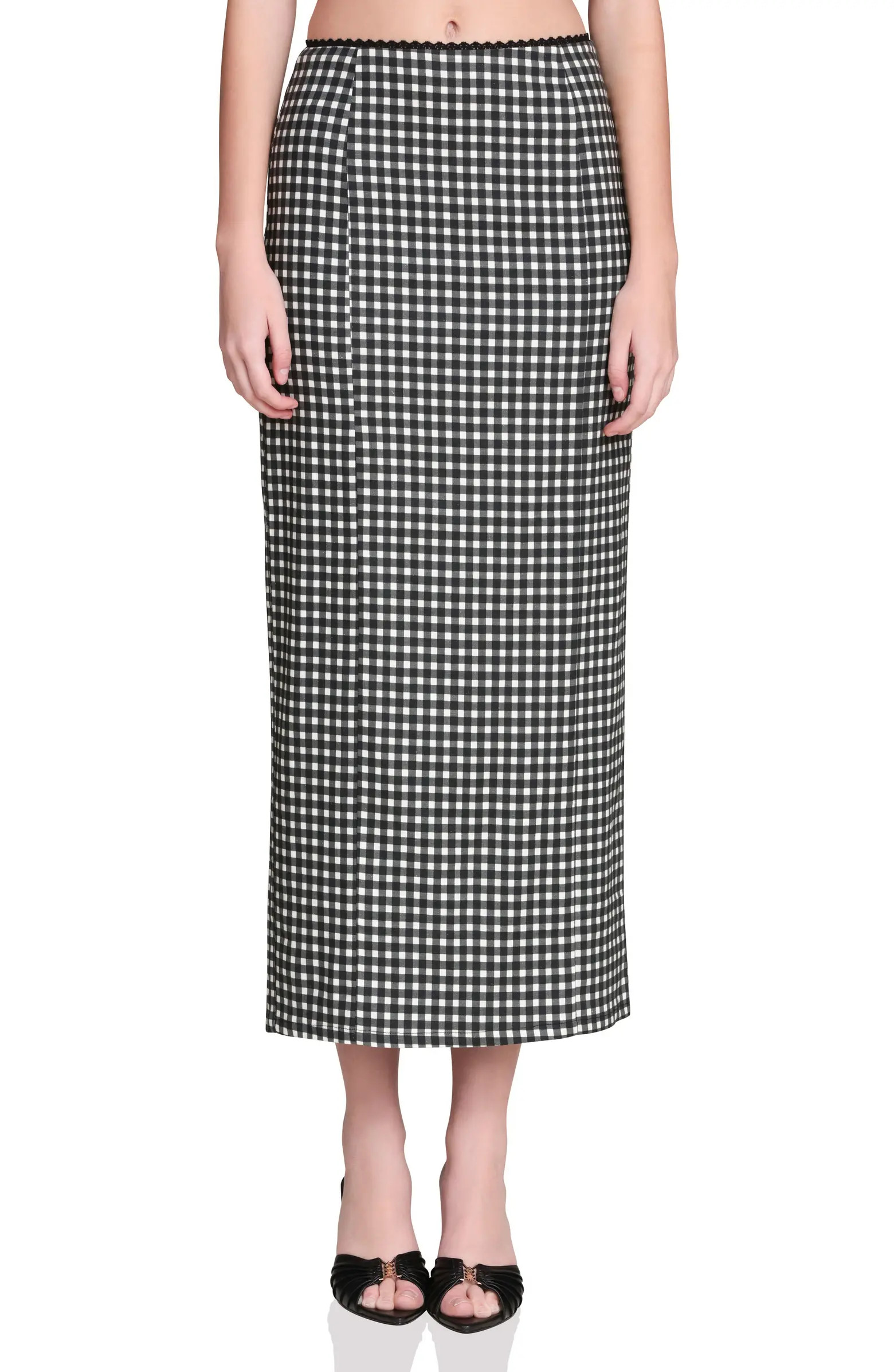 Gingham Cotton & Linen Blend Maxi Skirt | Nordstrom