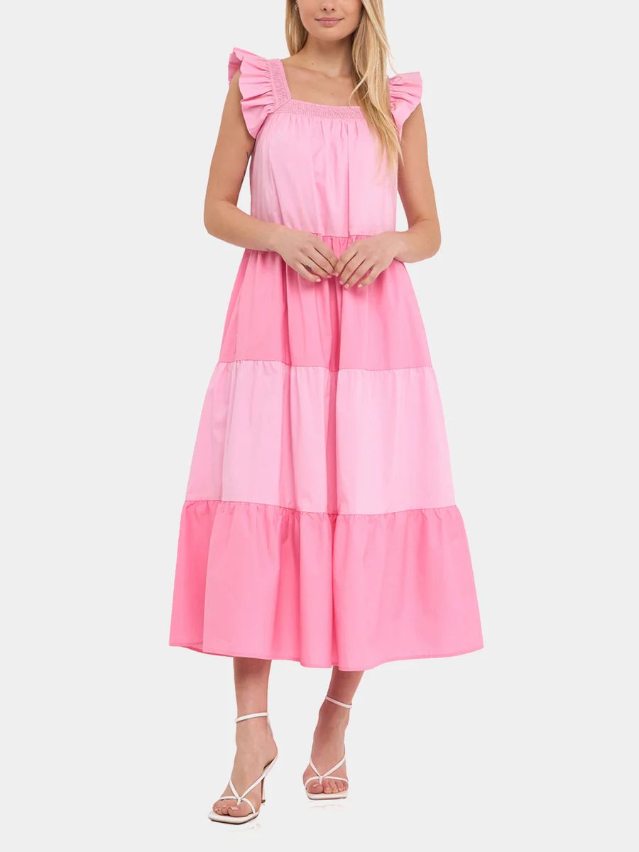 Ruffle Sleeve Colorblock Tiered Dress | Lord & Taylor
