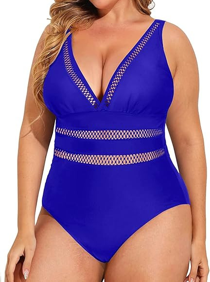 Daci Women Plus Size One Piece Swimsuits Sexy V Neck Tummy Control Bathing Suit Swimwear | Amazon (US)