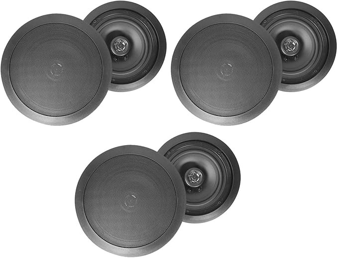 Rockville (6) HC655 6.5" 500 Watt Black in-Ceiling Home Theater Speakers 8 Ohm | Amazon (US)