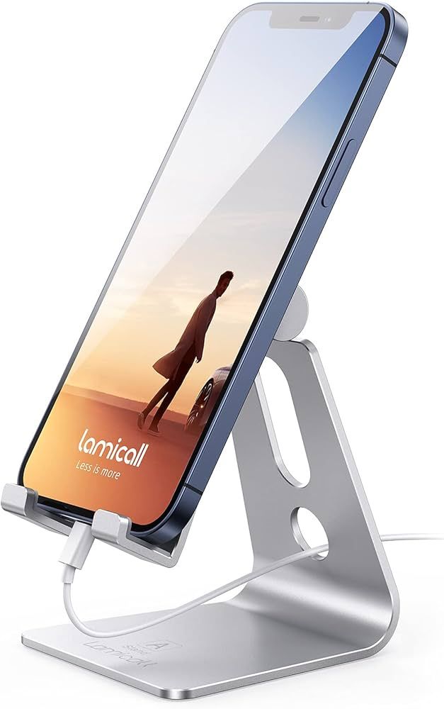 Lamicall Adjustable Cell Phone Stand, Desk Phone Holder, Cradle, Dock, Compatible with Phone 12 M... | Amazon (US)