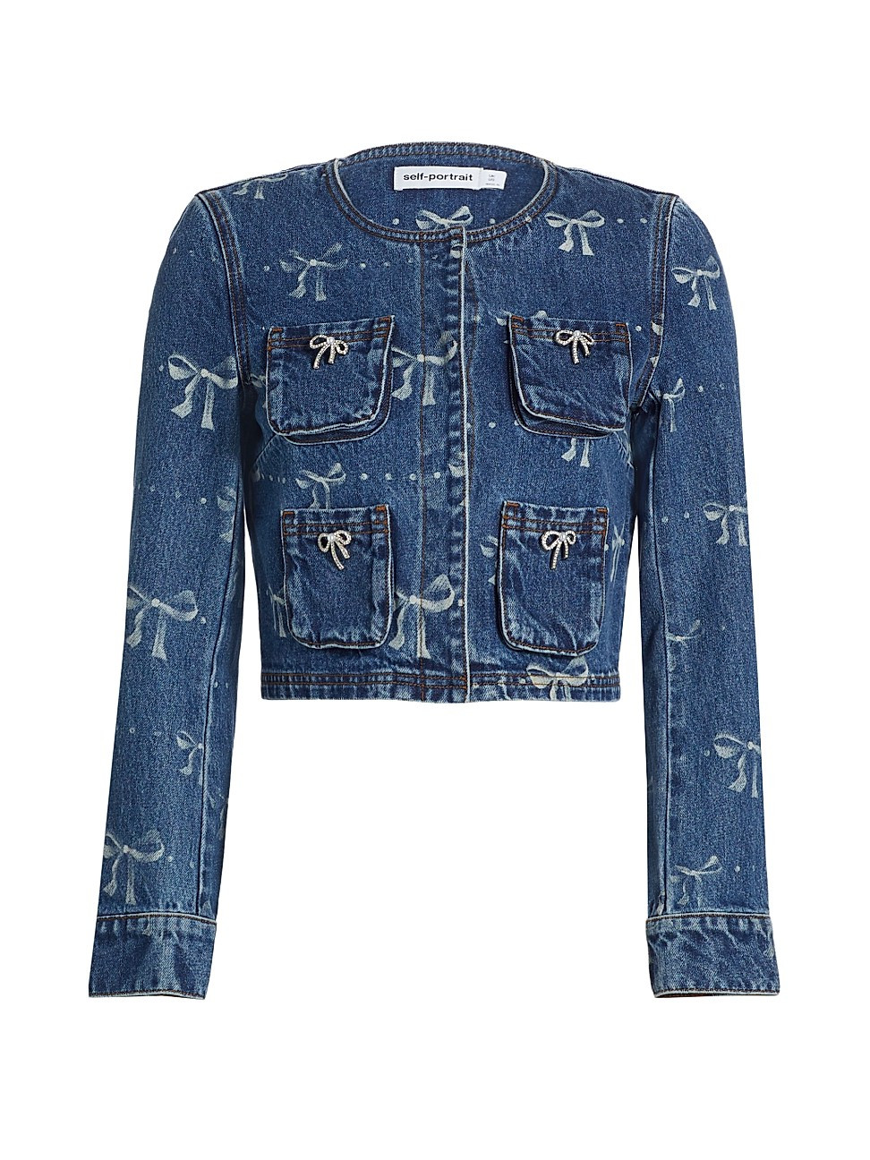 Women's Bow Print Denim Jacket - Blue - Size 12 | Saks Fifth Avenue