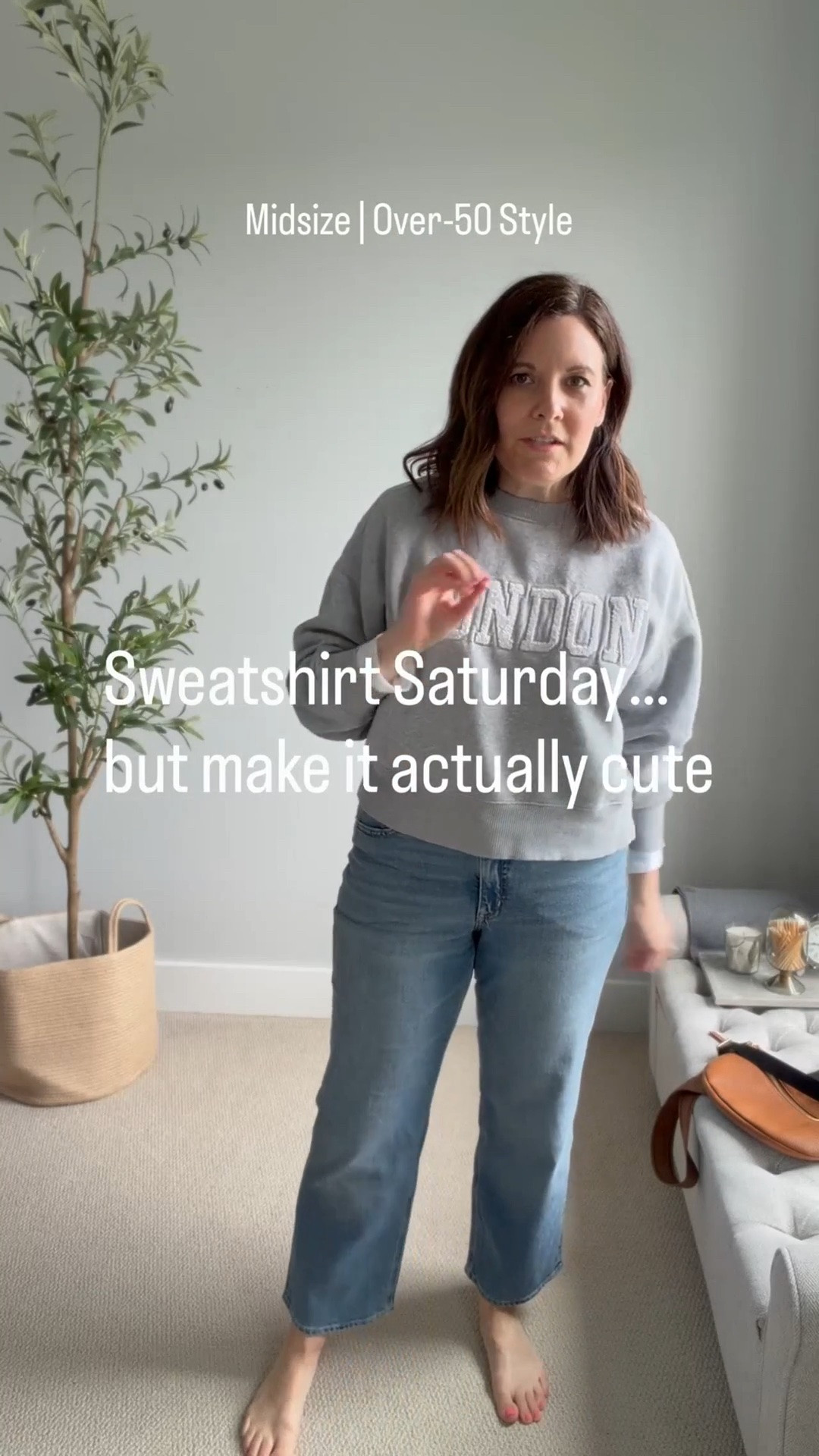 The shoes really wake up this outfit. It’s a small switch, but it takes it from simple to styled. 

Sneakers keep it sporty, but the leopard Mary Jane mules make it feel cute and ready for lunch and beyond.

Fit notes:
These J.Crew Factory curvy midrise straight jeans fit TTS. 
Similar options are linked for the sweatshirt and mules. 

📏For reference, I’m midsized, 5’6”, slightly short-waisted, 36-B bust, and wear a small or medium top with size 10 jeans.

#LTKgrwm #LTKMidsize #LTKOver40